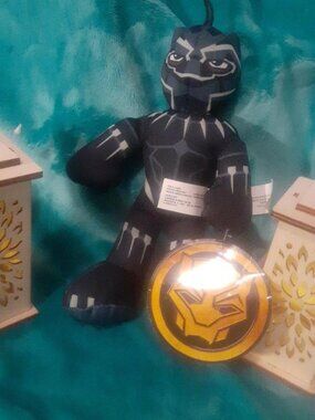 Marvel Black Panther T'chala plush, about 8 inches, with creased tag.